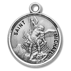 3/4" Round Sterling Medal, Your Choice of Chain, St. Michael, #96792