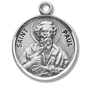 3/4" Round Sterling Medal, Your Choice of Chain, St. Paul, #96793