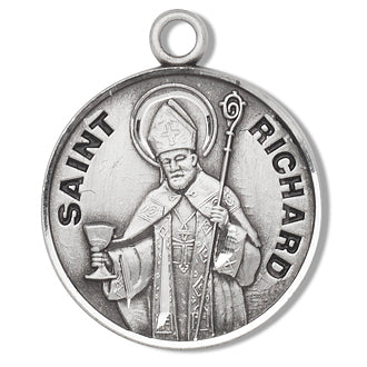 3/4" Round Sterling Medal, Your Choice of Chain, St. Richard, #96798