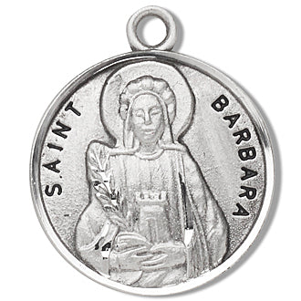 3/4" Round Sterling Medal, Your Choice of Chain, St. Barbara, #96812