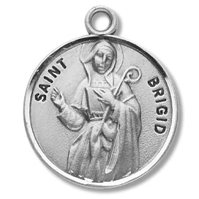 3/4" Round Sterling Medal, Your Choice of Chain, St. Brigid, #29390