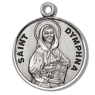 3/4" Round Sterling Medal, Your Choice of Chain, St. Dymphna, #96817