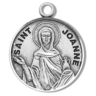 3/4" Round Sterling Medal, Your Choice of Chain, St. Joanne, #96819