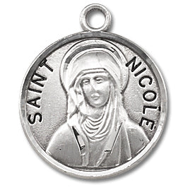 3/4" Round Sterling Medal, Your Choice of Chain, St. Nicole, #27247