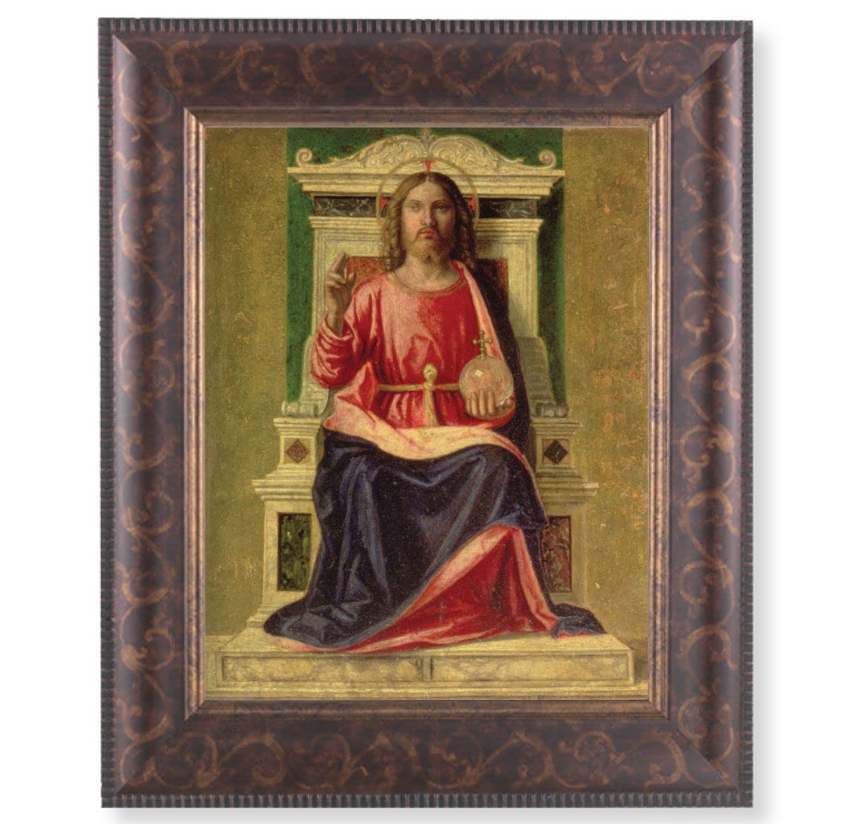 King of Heaven Picture, 11-1/4"x13-1/4, Antique Gold & Espresso Frame, Italian Print Under Glass # 25903