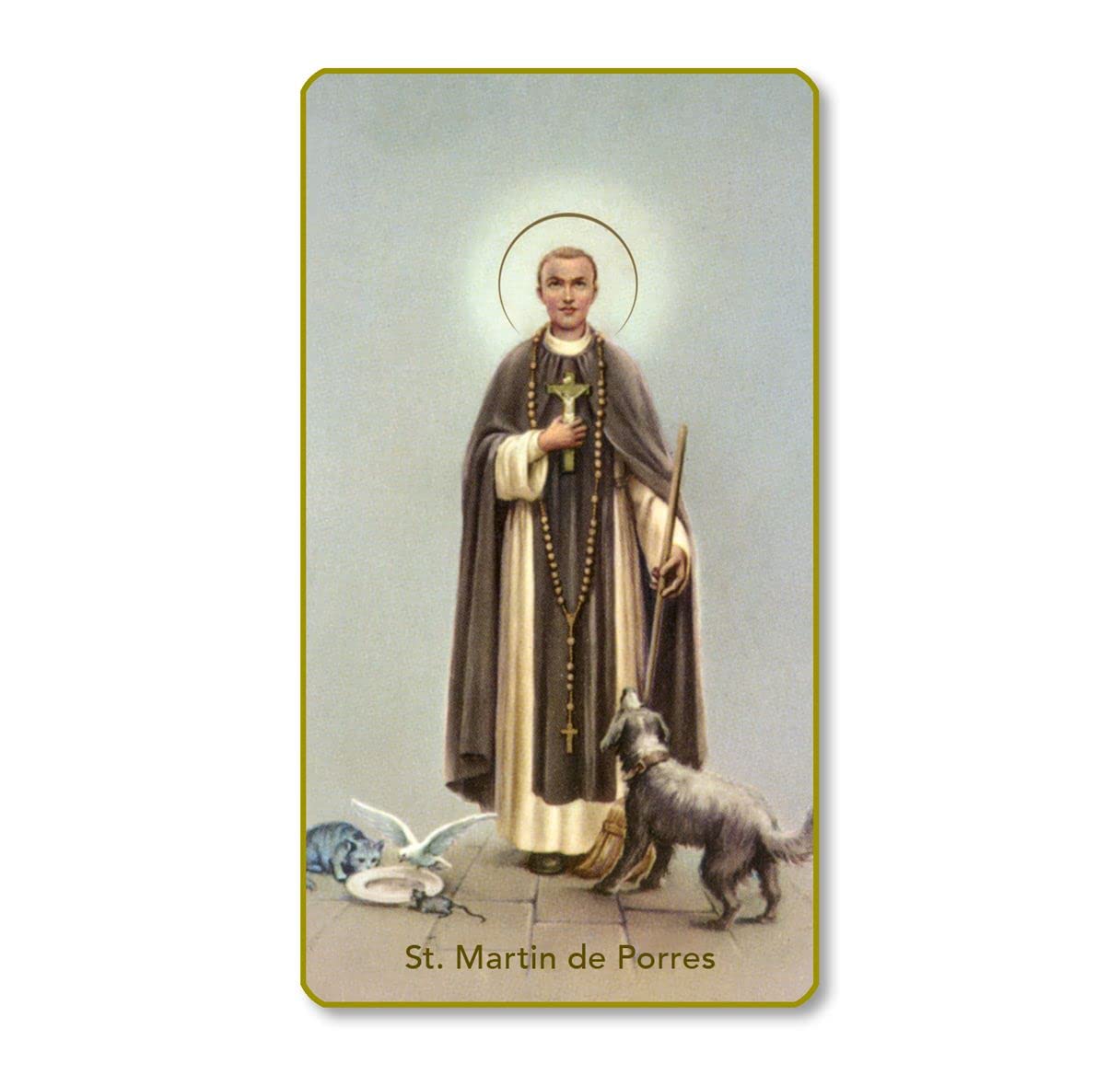 St. Martin of Porres Italian Paper Holy Cards, 2"x4", Blank Back, 100-Pack, # 5974