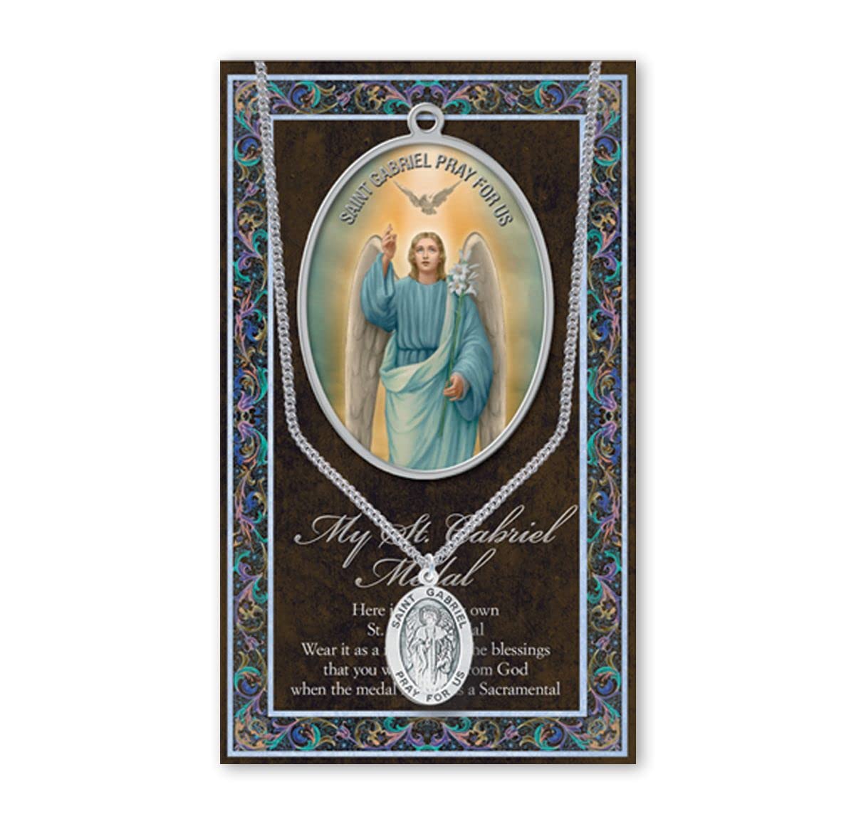 15/16" Pewter Medal with Folding Prayer Card, St. Gabriel the Archangel, # 93131