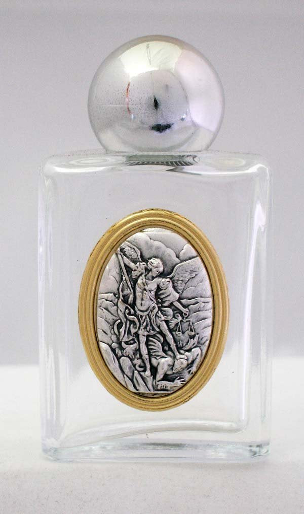 St. Michael Glass 1.5oz Holy Water Bottle, 1-3/4" x 2-1/4", Made in Italy, 4-Count Value Pack, 96189