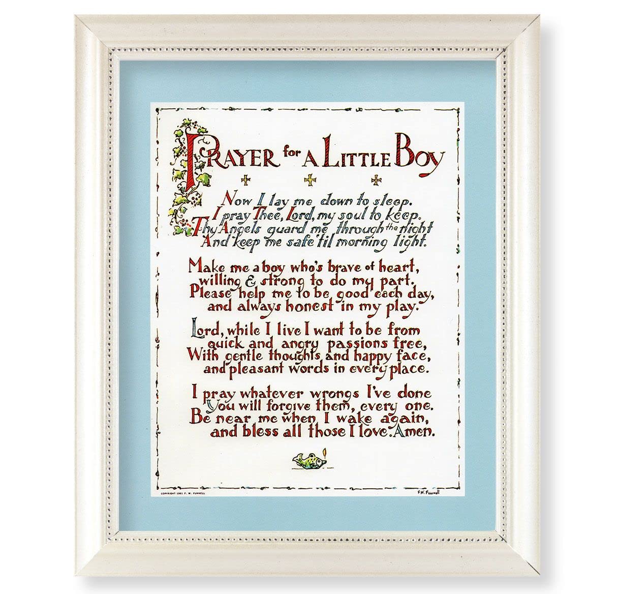 Prayer for a Baby Boy Picture, Pearlized White 9-1/2"x11-1/2 Frame, Beaded Lip, Under Glass # 28105
