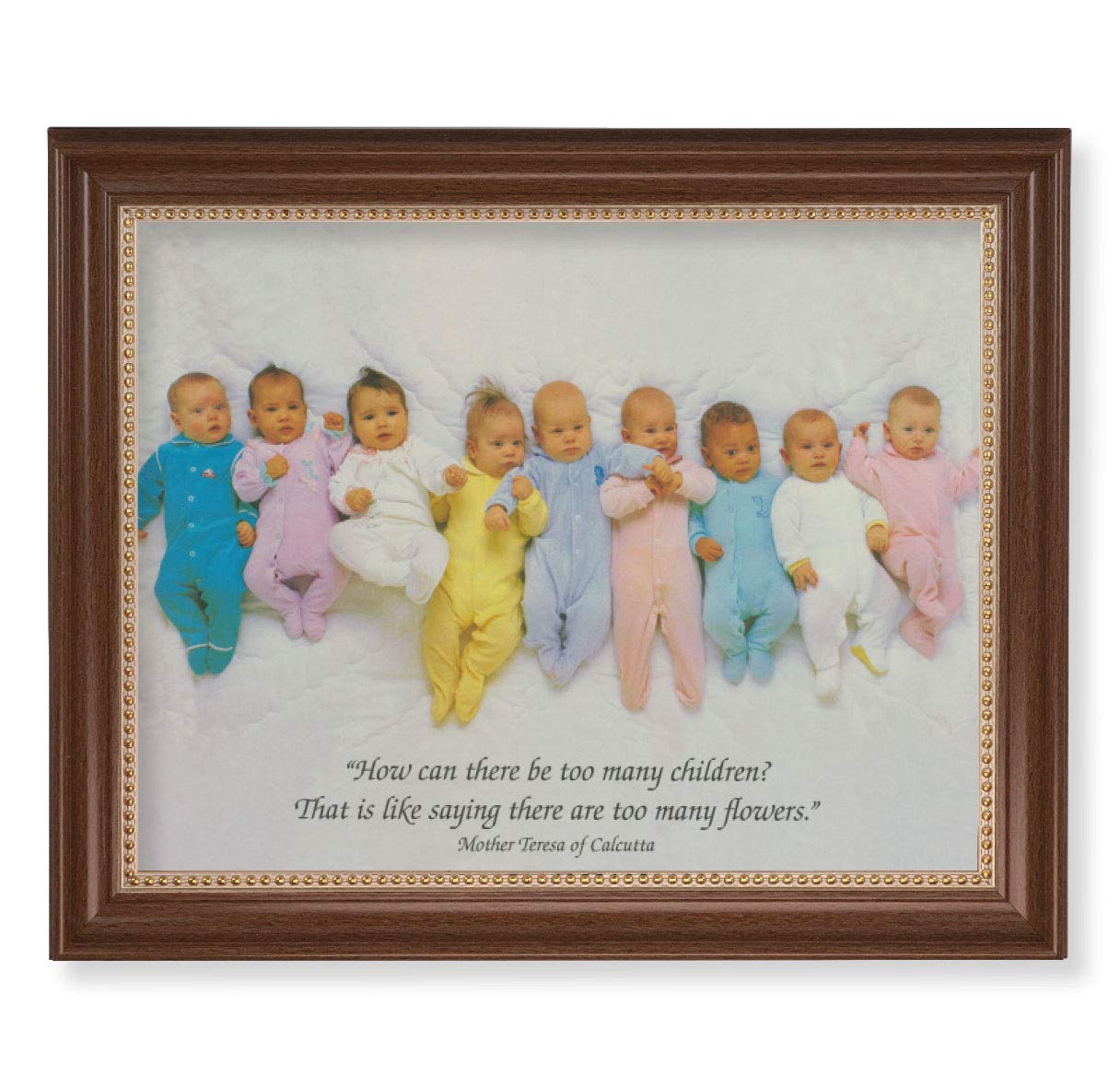 St. Teresa of Calcutta Quote Picture, 13-1/2"x16-9/16 Walnut Finish Frame with Gold Beaded Lip, Textured Italian Print # 25232