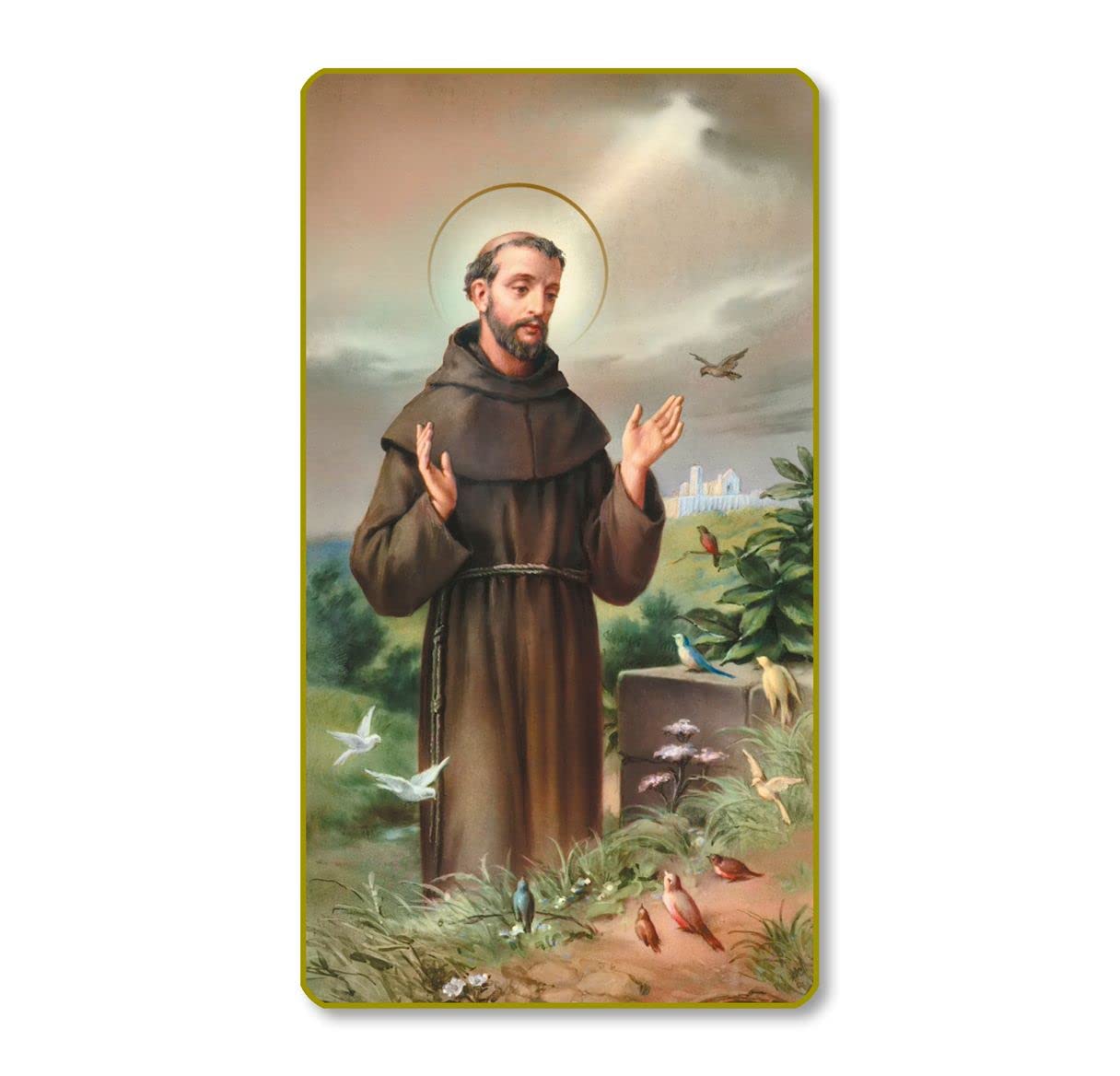 St. Francis of Assisi Italian Paper Holy Cards, 2"x4", Blank Back, 100-Pack, # 5972