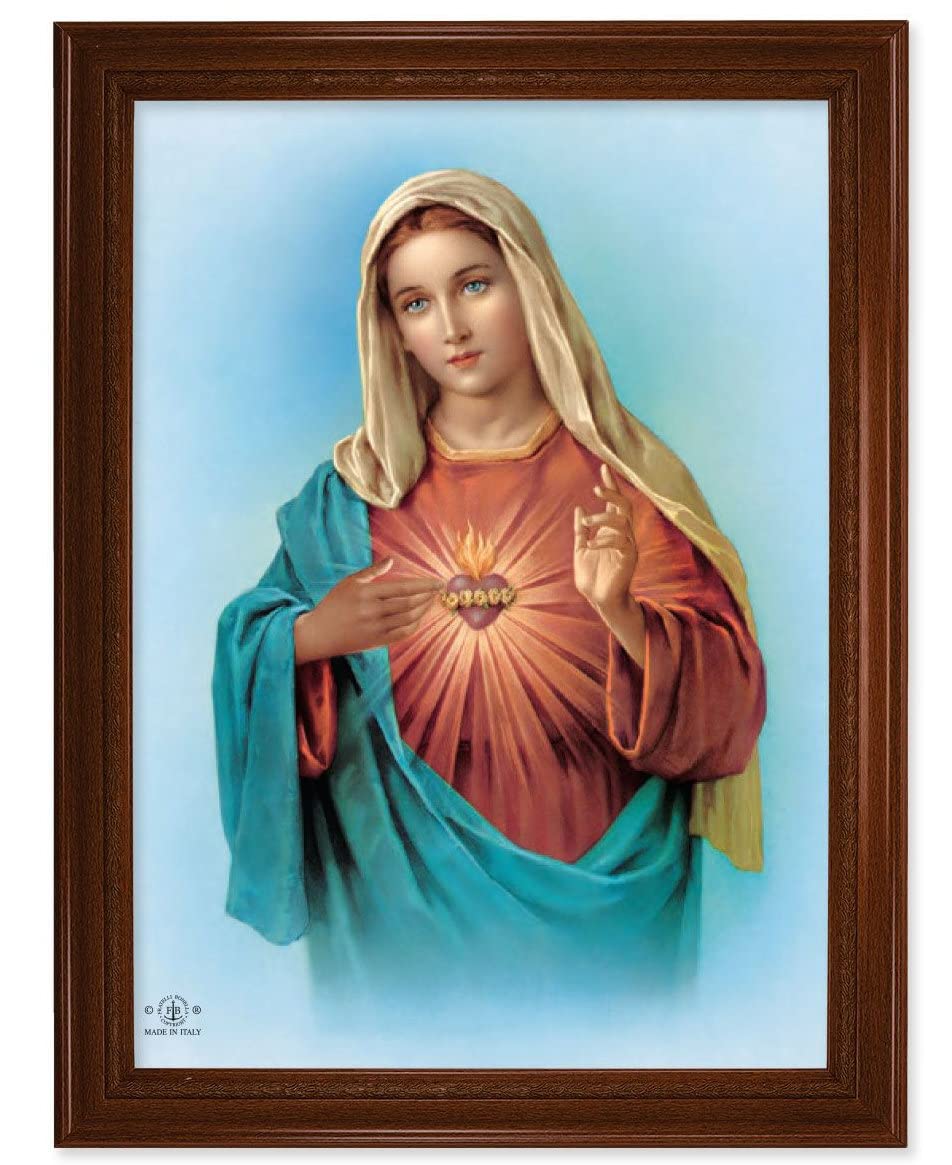 Immaculate Heart Picture, 24"x31" Walnut Finish Frame with Fluted Detail , Italian Print # 22097