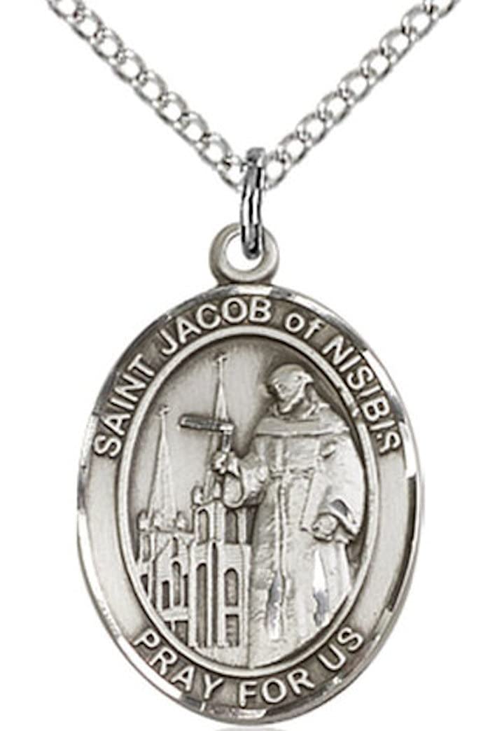 St. Jacob of Nisibis Medal in Fine Pewter, 3/4" tall, Your Choice of Chain # 17071