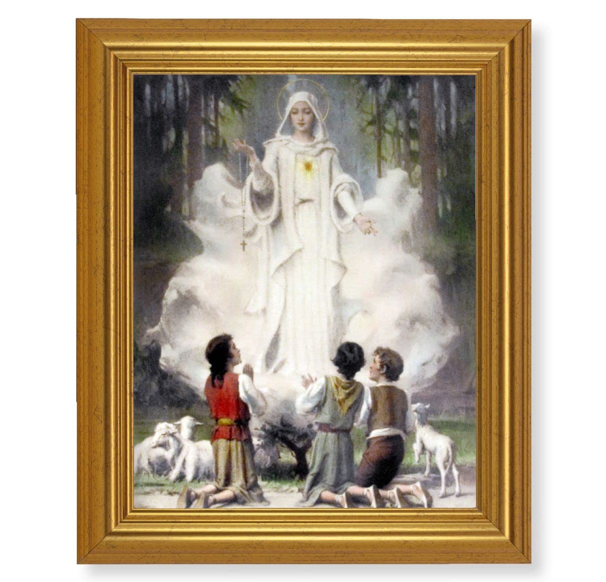 Our Lady of Fatima, 10"x12" Gold-Leaf Finished Classic Frame, Italian Print on Artboard # 27342