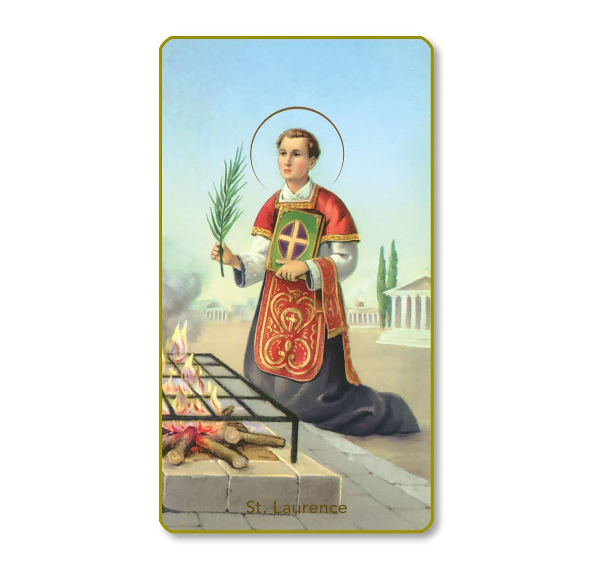St. Lawrence Italian Paper Holy Cards, 2"x4", Blank Back, 100-Pack, # 6089