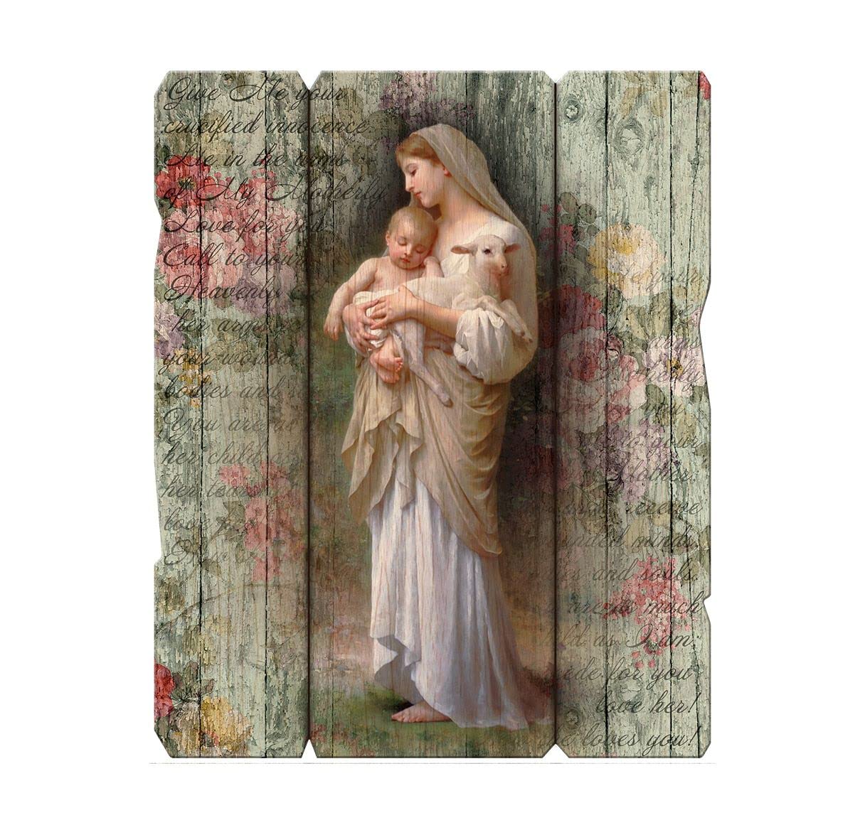 Innocence Madonna Vintage Wooden Wall Plaque, 11-1/4"x14", # 1500