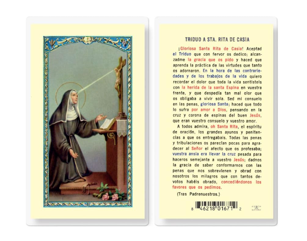 ORACION A SANTA RITA DE CASIA Spanish Laminated Holy Cards, 25-Count Value Pack, # 18294