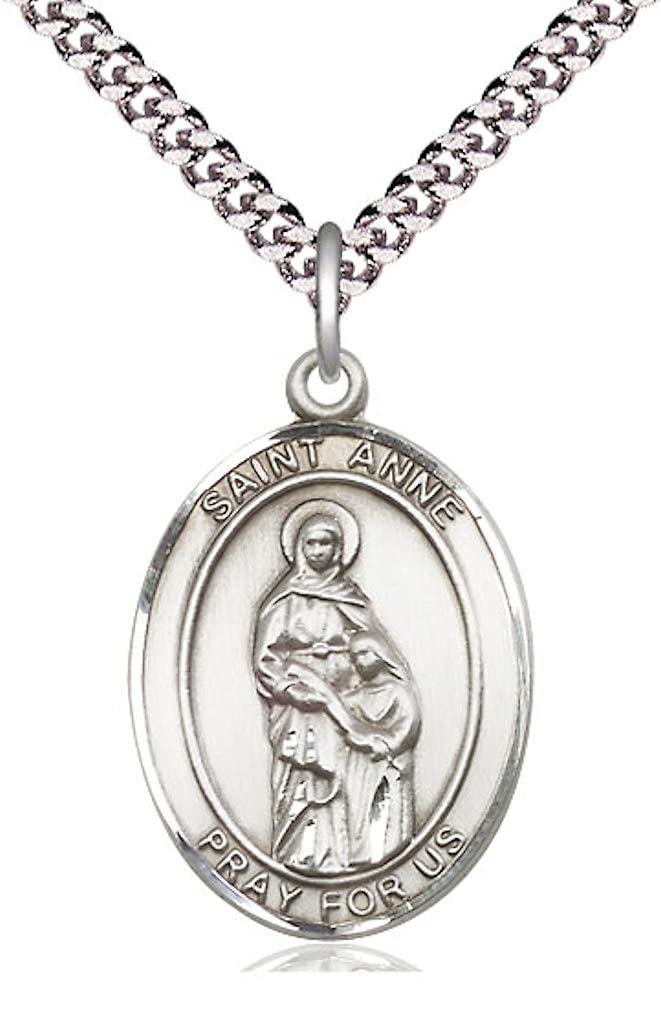 St. Anne Medal in Fine Pewter, 1" tall, Your Choice of Chain # 5051