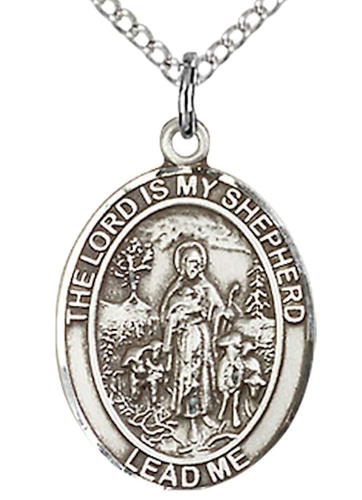 Pewter Medal, 3/4"x9/16", Lord is My Shepherd, Your Choice of Chain, # 3806