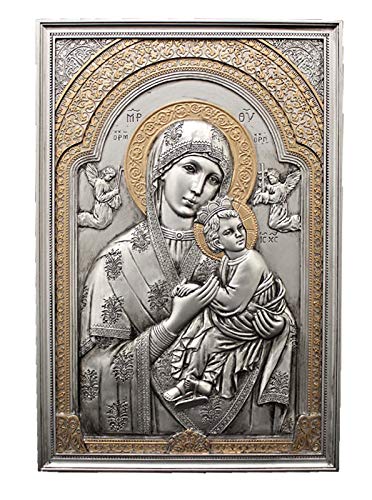 9" Our Lady of Perpetual Help Wall Plaque, Pewter Finish Resin, # 65053