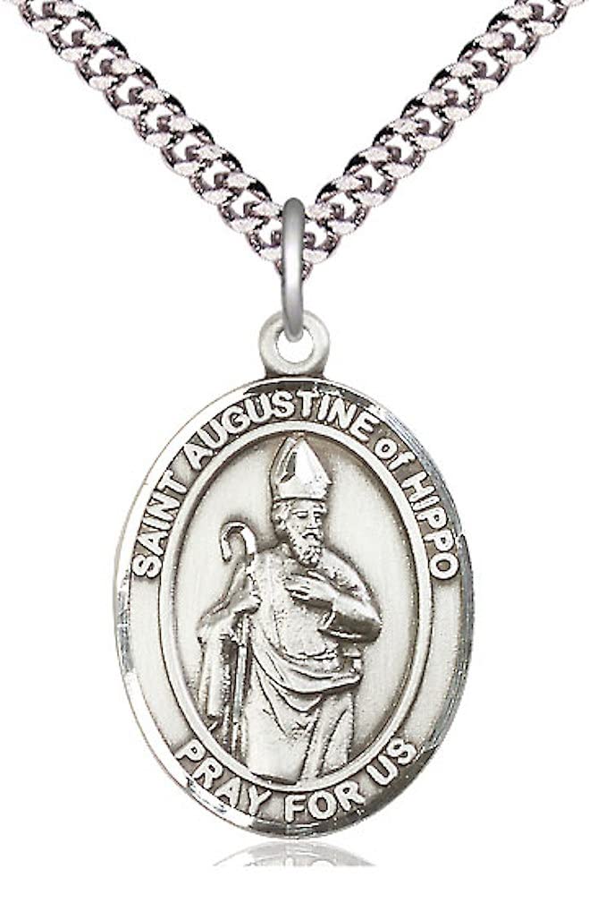 St. Augustine of Hippo Medal in Fine Pewter, 1" tall, Your Choice of Chain # 5071