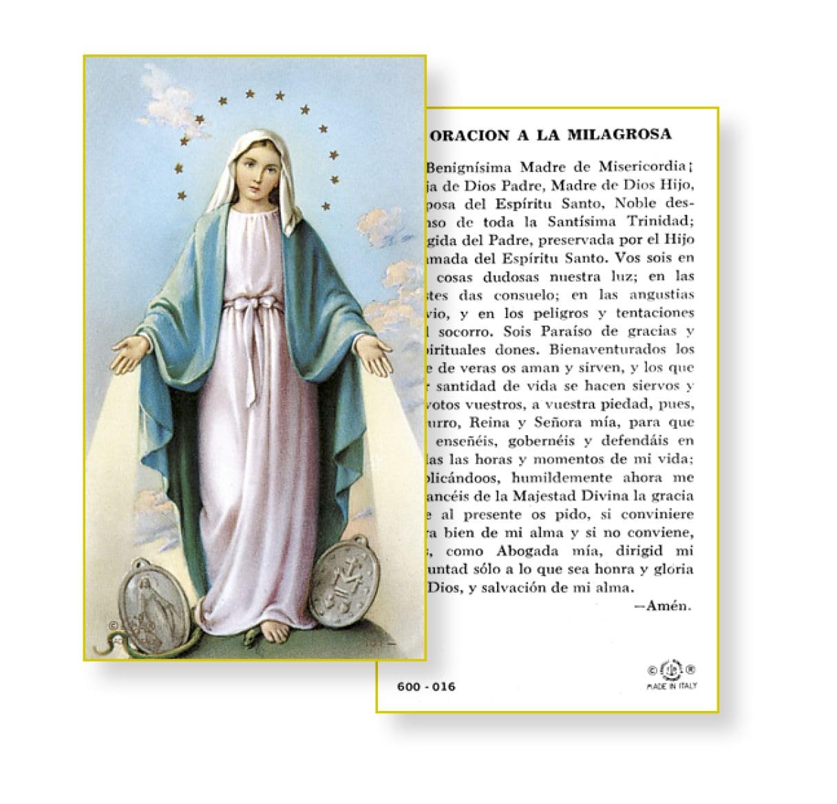 Oracion a la Milagrosa, Paquete de 100 Estampas Sagradas de Papel, # 2903