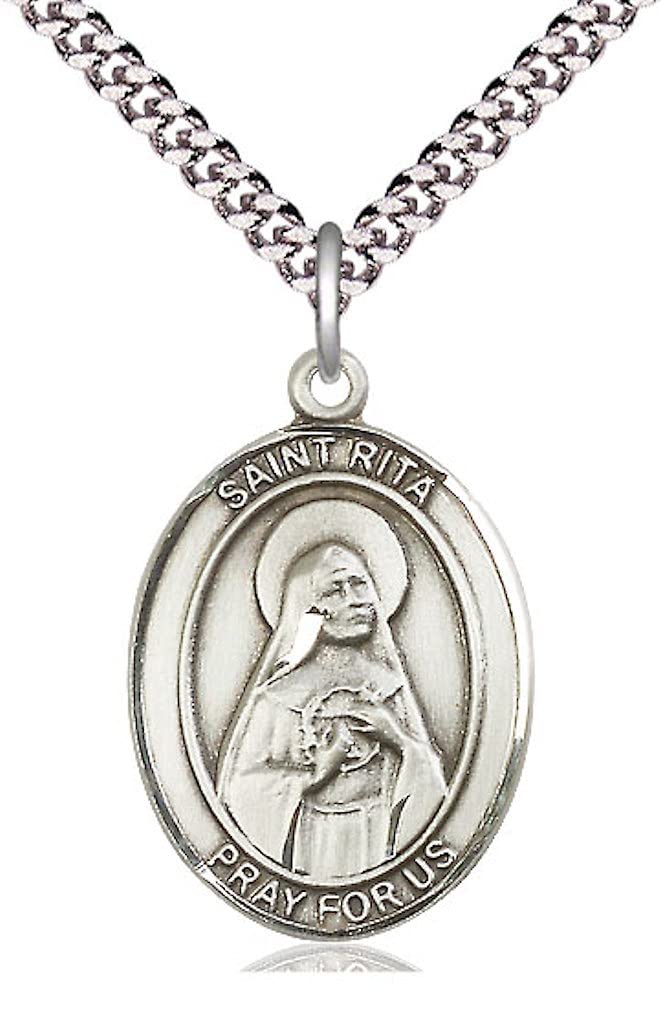 St. Rita of Cascia Medal in Fine Pewter, 1" tall, Your Choice of Chain, # 5561