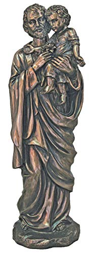 11" St. Joseph & Child Statue, Cold Cast Bronze, Lightly Hand Painted, # 21969