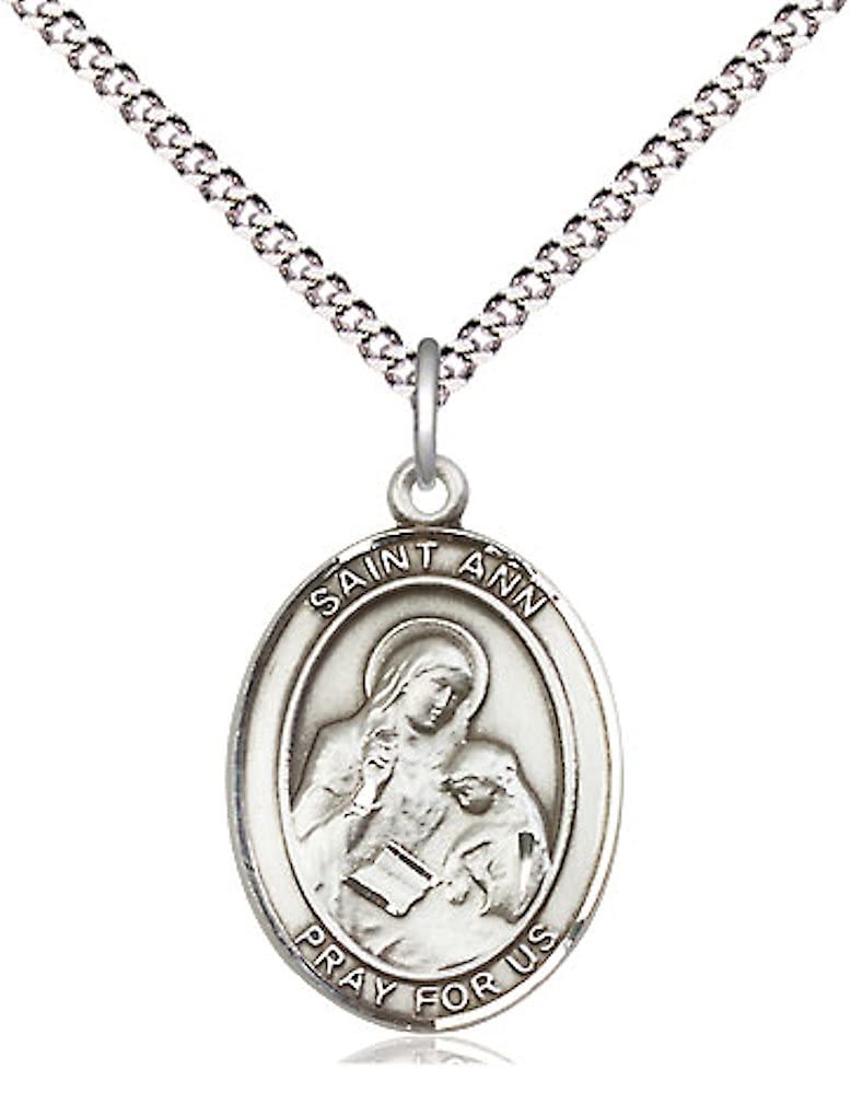 St. Ann Medal in Fine Pewter, 3/4" tall, Your Choice of Chain # 16953