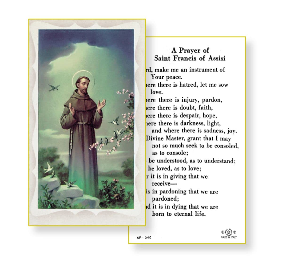 SAINT FRANCIS OF ASSISI Paper Holy Cards, 2"x4", 100-pack, # 5819