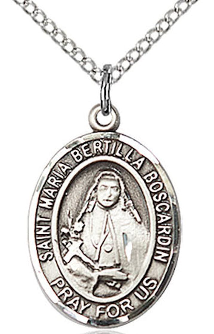 St. Maria Bertilla Boscardin Medal in Fine Pewter, 3/4" tall, Your Choice of Chain # 17142