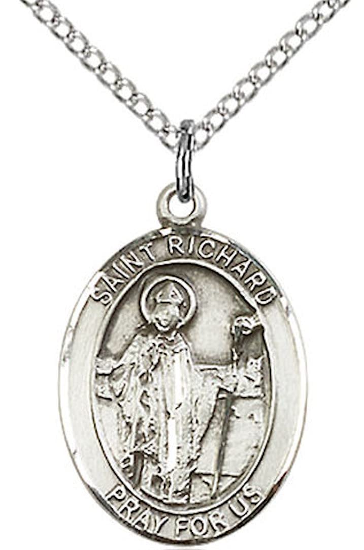 St. Richard Medal in Fine Pewter, 3/4" tall, Your Choice of Chain # 17220