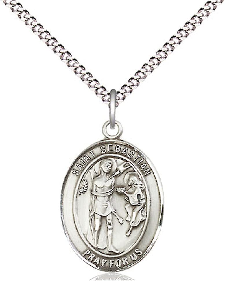 St. Sebastian Medal in Fine Pewter, 3/4" tall, Your Choice of Chain # 17232