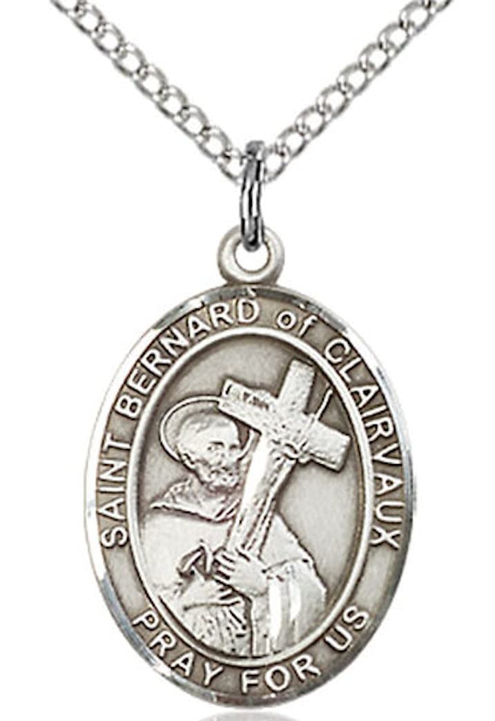 St. Bernard of Clairvaux Medal in Fine Pewter, 3/4" tall, Your Choice of Chain # 16974