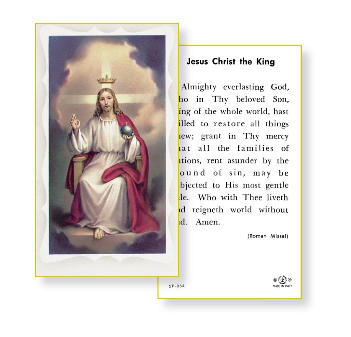 CHRIST THE KING Paper Holy Cards, 2"x4", 100-pack, # 5824