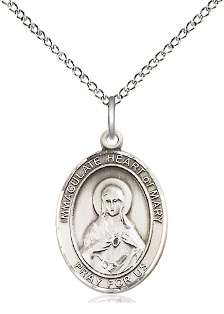 Immaculate Heart of Mary Medal in Fine Pewter, 3/4" tall, Your Choice of Chain, # 5707