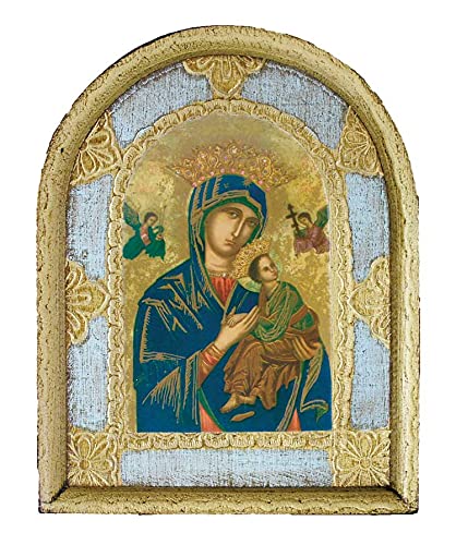 Our Lady of Perpetual Help Arched Wood Plaque, 4.5"x6", Made in Italy, #, 21944