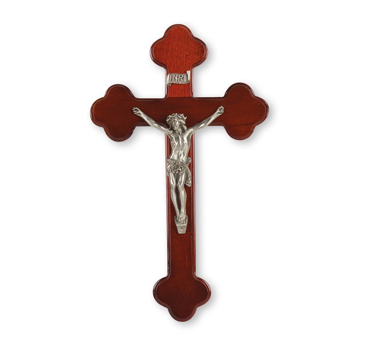 10" "Latin Style" Dark Cherry Cross with Genuine Pewter Corpus, # 1325