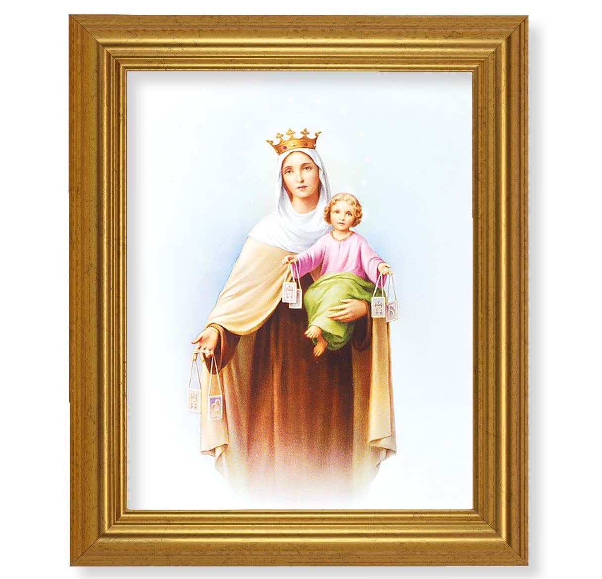 Our Lady of Mount Carmel, 10"x12" Gold-Leaf Finished Classic Frame, Italian Print on Artboard # 27194