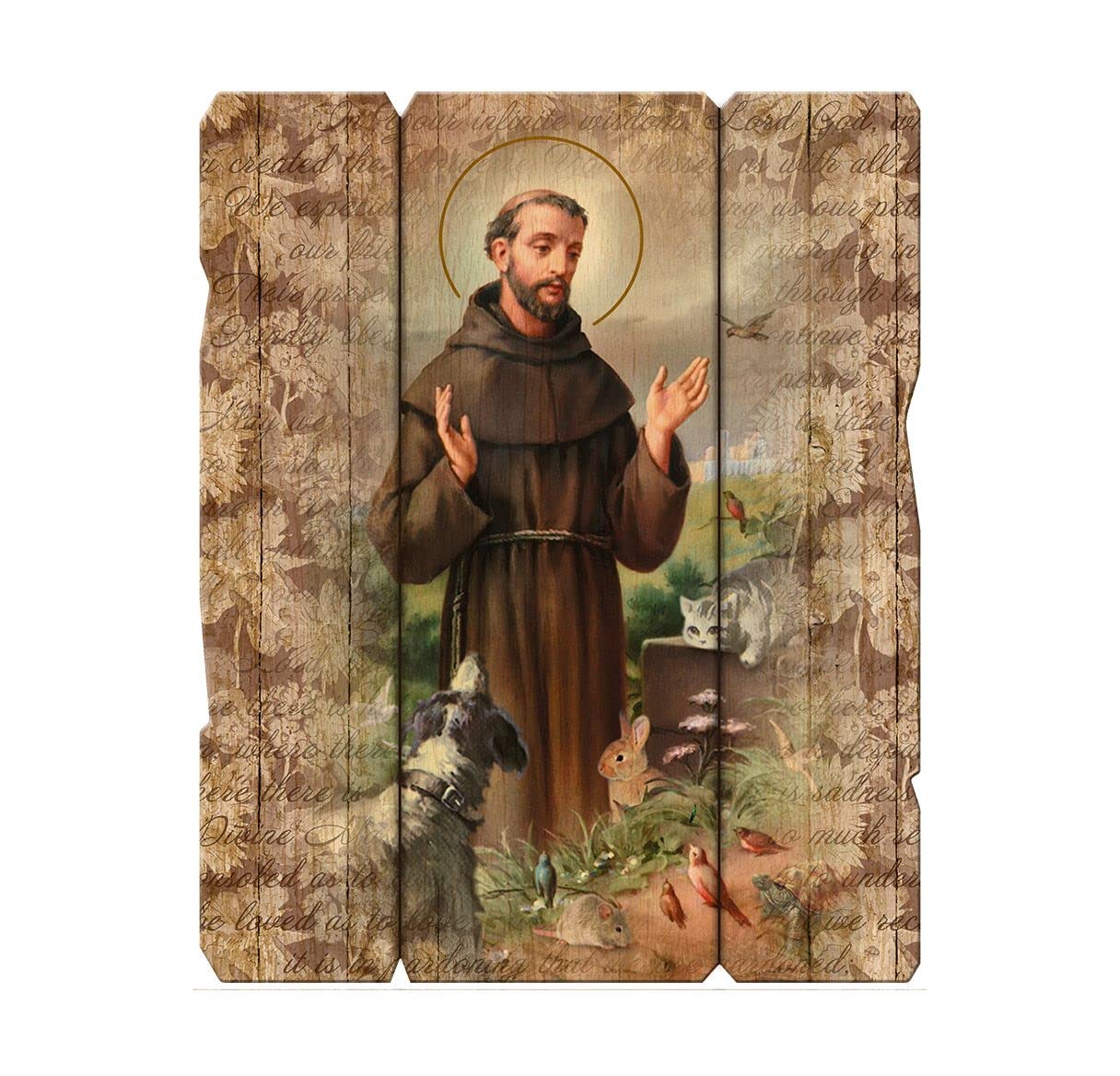 St. Francis of Assisi Vintage Wooden Wall Plaque, 11-1/4"x14", # 1479