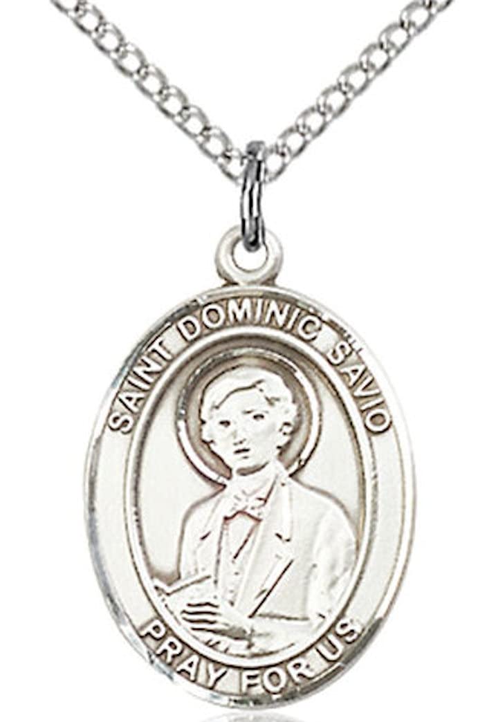 St. Dominic Savio Medal in Fine Pewter, 3/4" tall, Your Choice of Chain # 17011