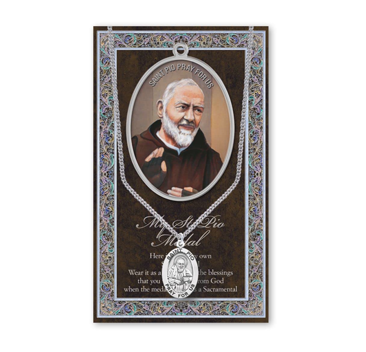 15/16" Pewter Medal with Folding Prayer Card, St. Padre Pio, # 93151