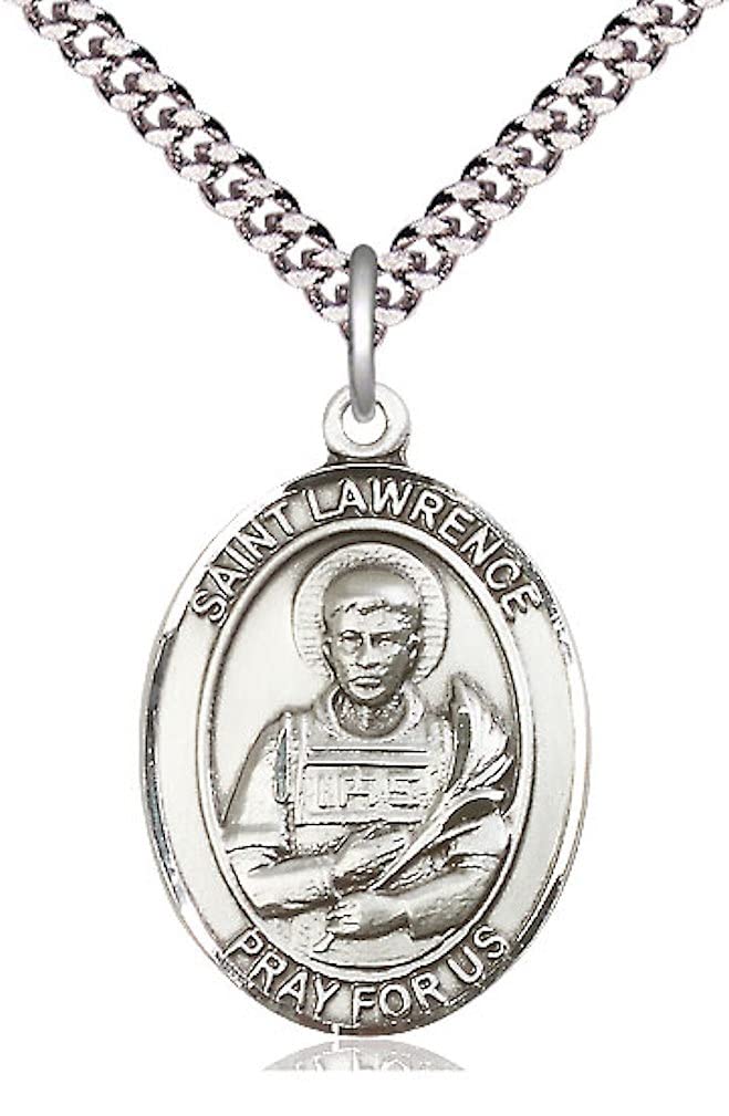 St. Lawrence Medal in Fine Pewter, 1" tall, Your Choice of Chain, # 5406