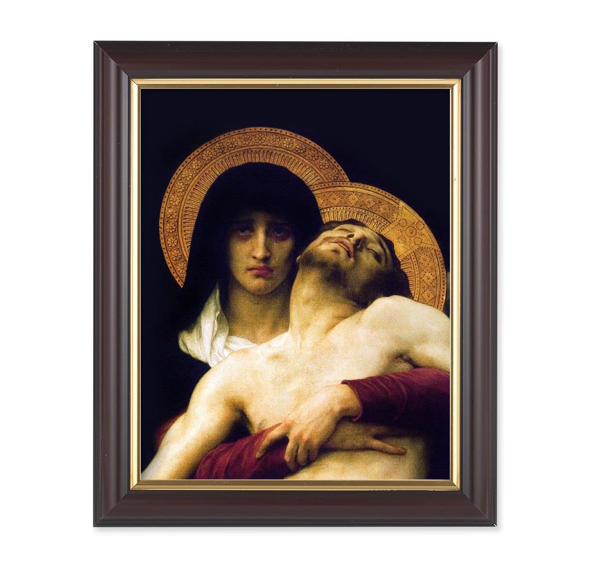 Bouguereau: Pieta, 10"x12", Classic Fluted Walnut Finished Frame, Italian Print Under Glass # 26338