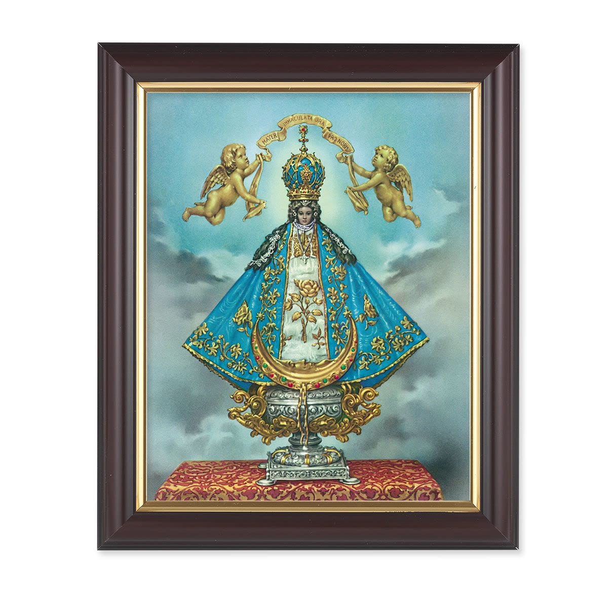 Virgen de San Juan, 10"x12", Classic Fluted Walnut Finished Frame, Italian Print Under Glass # 26257