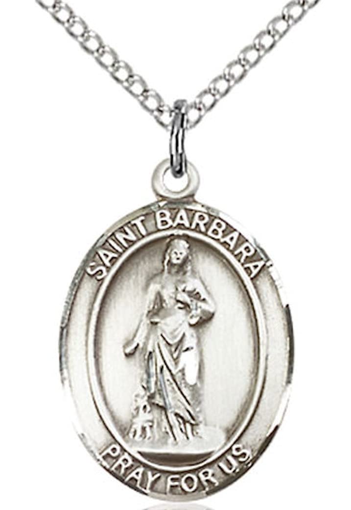St. Barbara Medal in Fine Pewter, 3/4" tall, Your Choice of Chain # 16965