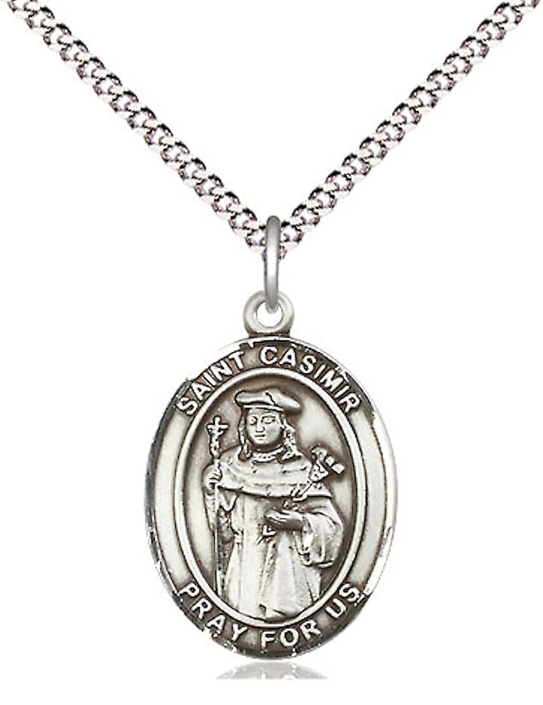 St. Casimir of Poland Medal in Fine Pewter, 3/4" tall, Your Choice of Chain # 16985