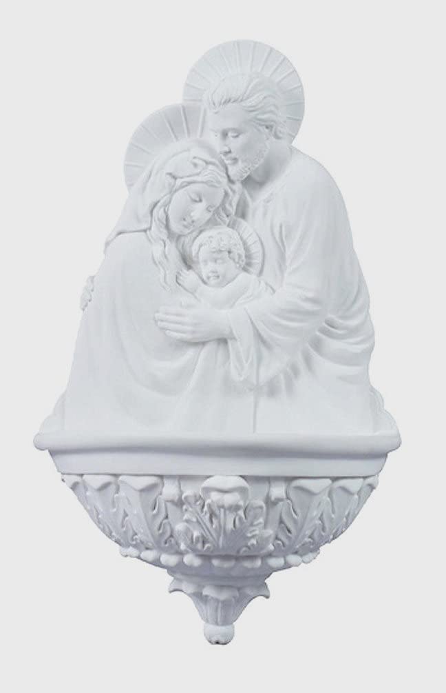 Holy Family Holy Water Font, Veronese Resin, 9", White, 97209