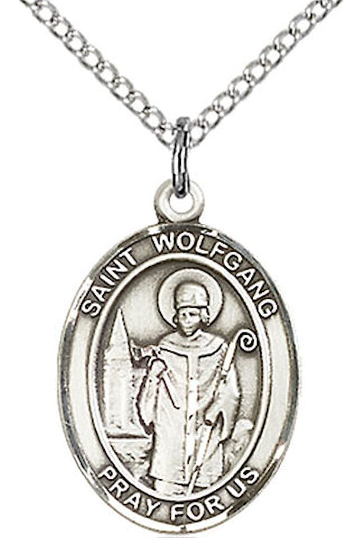 St. Wolfgang Medal in Fine Pewter, 3/4" tall, Your Choice of Chain # 17273