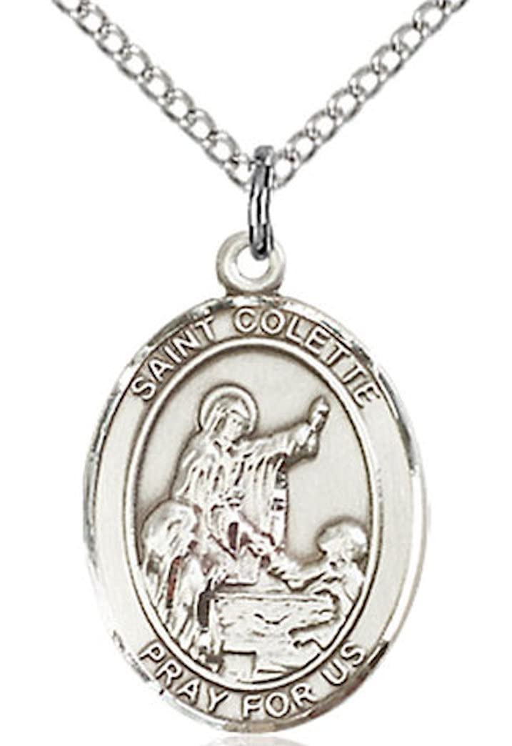 St. Colette Medal in Fine Pewter, 3/4" tall, Your Choice of Chain # 16998